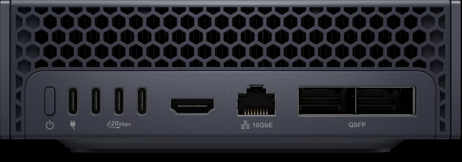 Dell Pro Max with GB10 ports including USB-C, HDMI, 10GbE and QSFP.