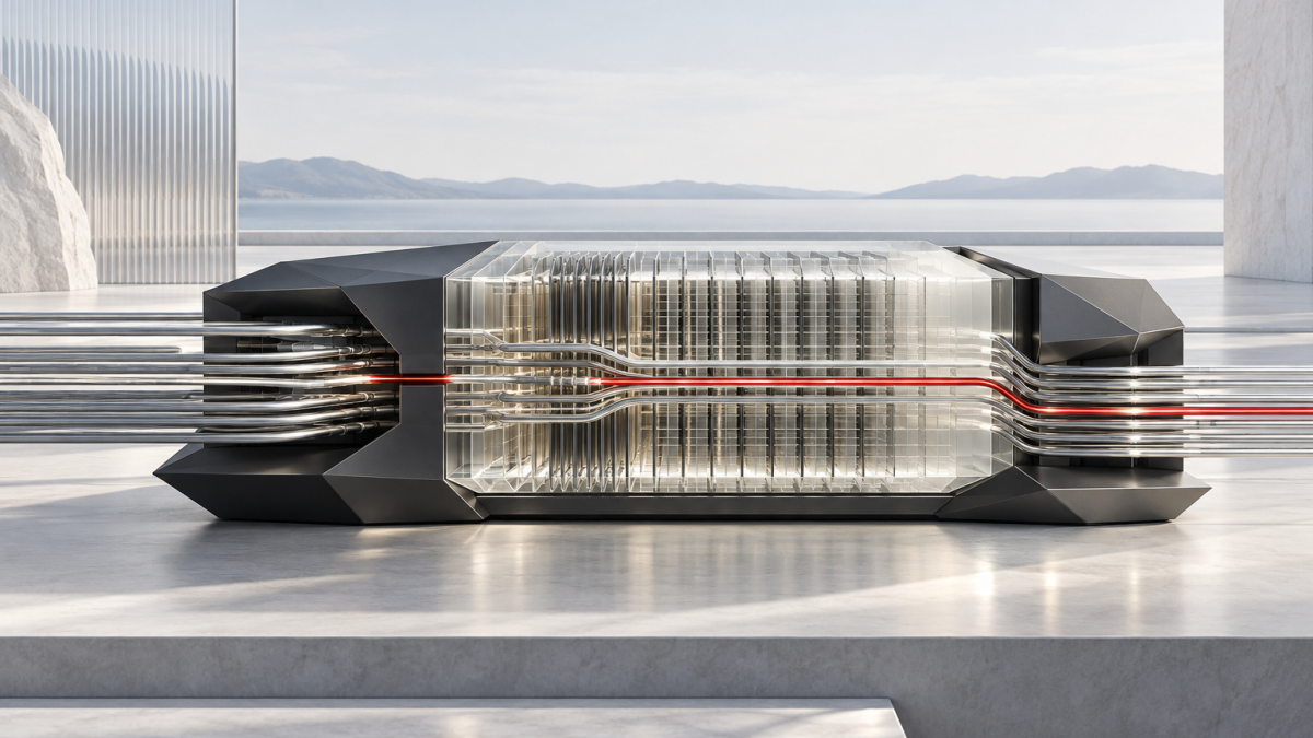 Abstract wide unified-memory architecture carrying many parallel data channels through a translucent memory volume.